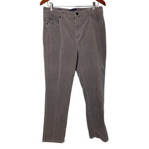 Talbots High Rise Straight Leg Corduroy Jeans Size 14P Gray Stretch Fall Western